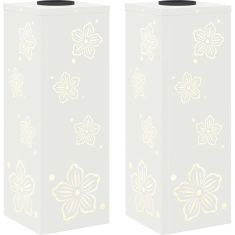 Set di 2 luci da giardino solari LED design moderno terrazzo 18 x 18 x 50 cm in acciaio bianco 020052553