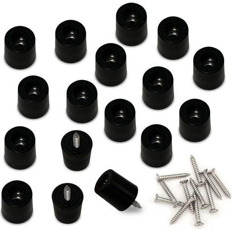 Kleines rundes schwarzes Gummikissen – Möbelprotektor mit Schraubenbefestigung zur Erhöhung der Höhe aller Arten von kleinen Möbeln (16 cm). (1/4)