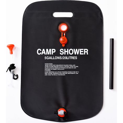Juego de ducha solar de 2 piezas, bolsa de ducha solar plegable de 20 L para camping, bolsa de ducha solar portátil, bolsa de ducha con calefacción para camping y senderismo. (1/4)