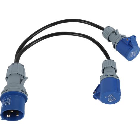 Adaptateur 16 A vers 2 x 16 A, répartiteur d'alimentation 2 voies robuste pour caravane, adaptateur convertisseur de caravane électrique, câble de branchement électrique IP44 (1/5)