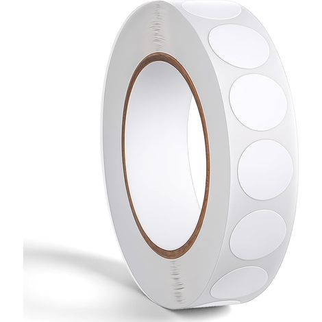 1000 x 1/2" Round White Stickers (1/5)
