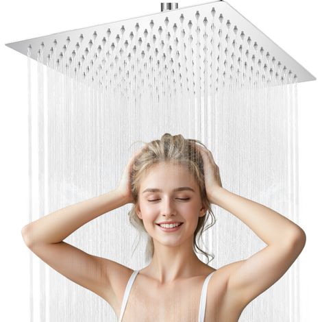 Sofetiy Max Pommeau de douche pluie (20 x 20 cm), carré en acier inoxydable, autonettoyant, chromé