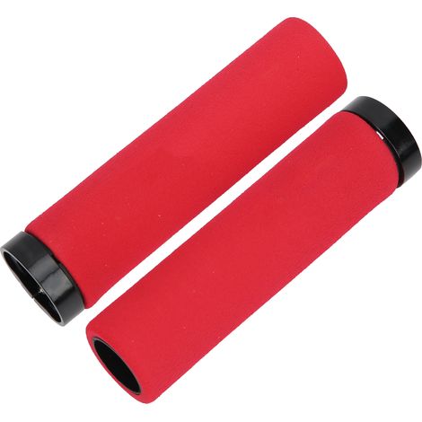 Poignées de vélo confortables en mousse, poignées de guidon verrouillables, accessoire de cyclisme, poignée rouge, anneau noir (1/5)