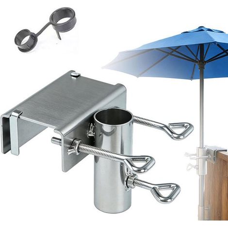 Support de parasol de balcon - Pied de parasol - Base de parasol - Support de parasol - Support de parasol de jardin - Porte-parapluie portable - Support de parasol - 10 × 12 × 9,6 cm - Argent - Acier (1/5)