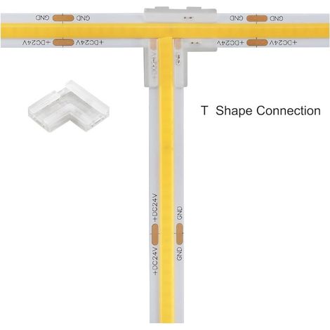 Connettore Rapido 2in1 a T ed L per Strisce Led COB e SMD a 2 pin Monocolore 8mm (1/5)