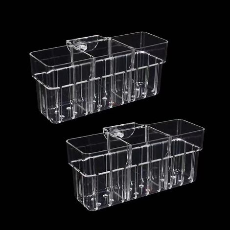 Lot de 2 supports de plantes d'aquarium à 3 cellules, support pour plantes d'aquarium, pot de fleurs suspendu pour aquarium, aquarium, décoration d'aquarium