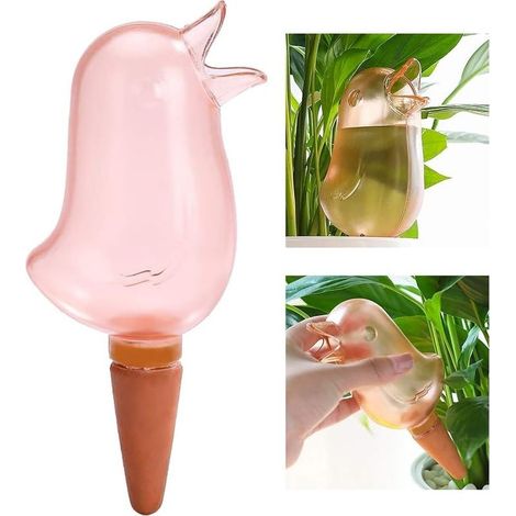 1 Pc Arrosoir Arrosage Automatique Mignonne Transparent Forme D'Oiseau Bulbes D'Arrosage Plantes Arrosoir Automatique Arrosage Automatique Dispositif D'éGouttage DéCoration Pot De Fleur(Rose) (1/5)