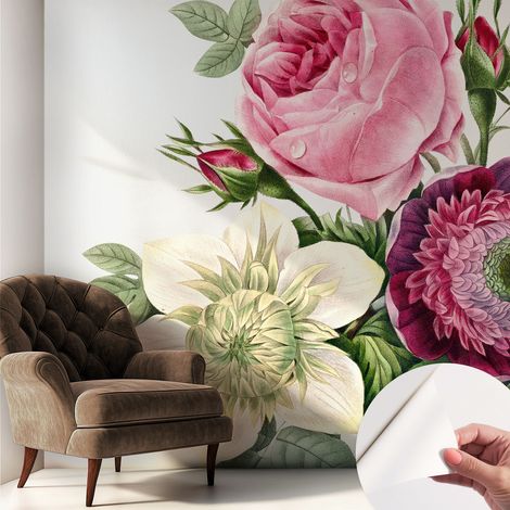 Carta da parati autoadesiva - fotomurale - decorazione parete - stile elegante - decorazione casa - Mazzo di fiori 250x250 cm (1/5)