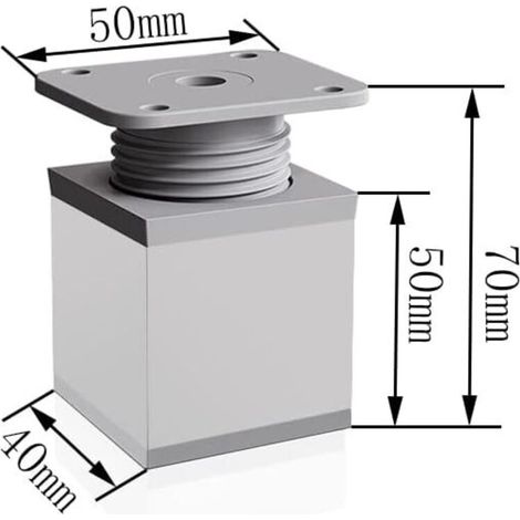 Höhenverstellbare Möbelfüße, 4 Schrankfüße, 50 mm, höhenverstellbar 0-20 mm, Aluminium-Tischfüße für Schreibtische, Sofas und DIY-Möbel