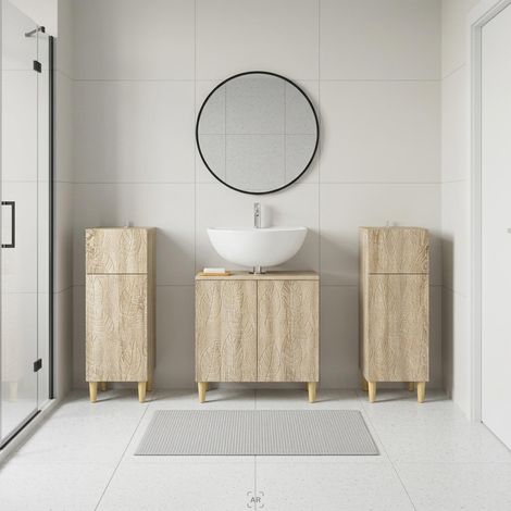 vidaXL 3 Piece Bathroom Cabinet Set DELFT Sonoma Oak Engineered Wood (1/5)