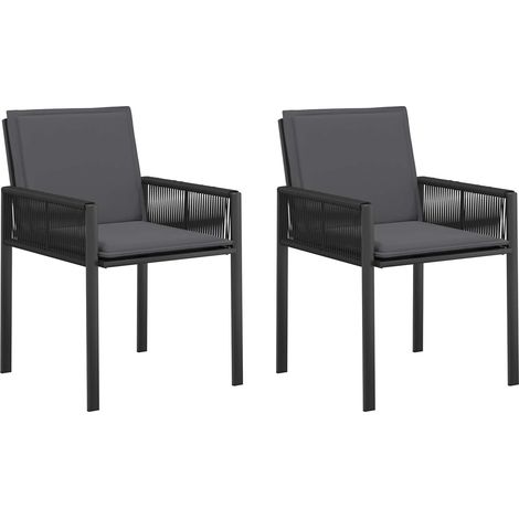 Maison Exclusive - Gartenstühle 6 pcs Schwarz und Dunkelgrau Poly