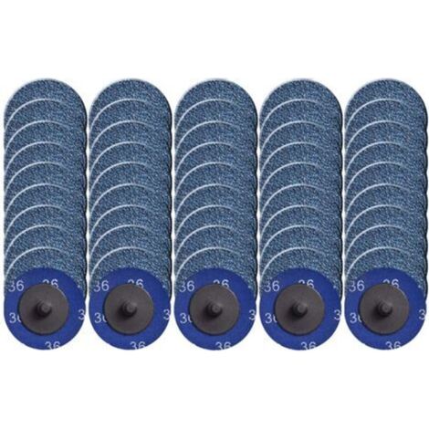 Lot de 50 disques abrasifs à changement rapide, 5,1 cm, disque de verrouillage en rouleau avec revêtement en oxyde de zirconium pour la préparation de surface (grain 36) (1/5)