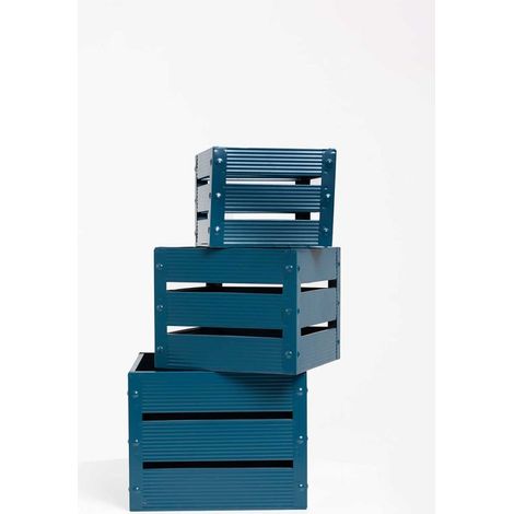 Organizadores - Set 3 Cajas Metálicas Torix - Azul Petróleo