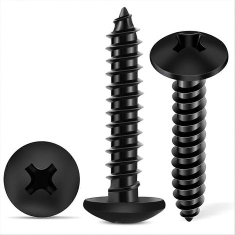 Vis à bois Phillips à tête bombée, 6 x 3/4 po, filetage complet, revêtement noir (1/5)