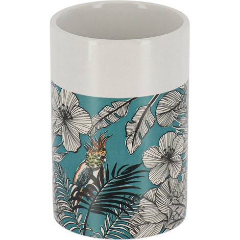 Tazza rotonda in dolomite stampata - blu febbre della giungla - Tendance (1/2)