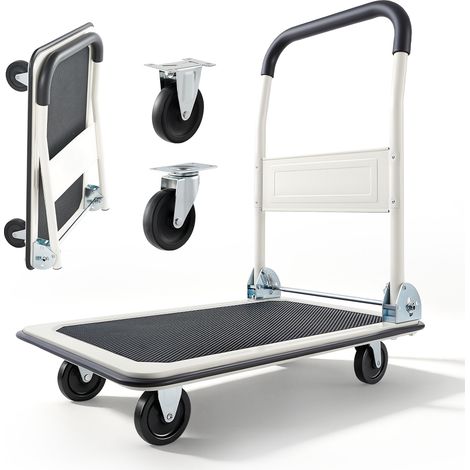 Mophorn Carrello da trasporto pieghevole con capacità fino a 149,69 kg, dotato di piattaforma pieghevole e ruote girevoli. 735 x 480 x 825 mm, con maniglia di spinta per un utilizzo pratico.