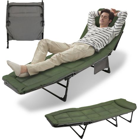 Hengda Sedia a sdraio pieghevole Capacità di carico massima 150kg Sedia a sdraio da campeggio all'aperto 195x65x32cm (1/5)