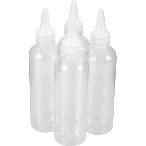 Lot de 4 Flacons Souples 200ml en Plastique Transparent Embout Fin pour Appliquer Colle et Huile, pour Usage Domestique et Accessoires de Couture (1/5)