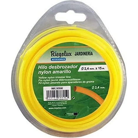Riegolux 107636 - Filo per decespugliatore in Nylon, Rotondo, Giallo, 2,4 mm x 15 m