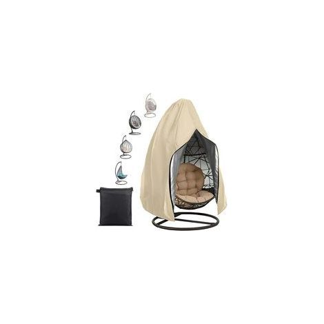 Housse de Chaise Suspendue Oeuf Suspendu Exterieur Jardin Bache de Protection 210D Oxford-Tissu Imperméable Anti-UV Housse de Protection Fauteuil Suspendu pour Patio (Beige,115x190cm) (1/4)
