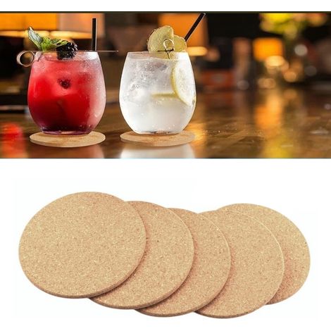 Lot de 10 sous-verres ronds en liège, accessoires portables pour la maison, le restaurant et le bureau. (1/5)