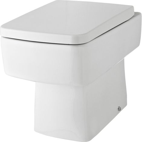 Forsbrook Square Back to Wall Toilet Pan, Modern Compact Ceramic WC Design, 400mm x 350mm x 520mm - White by Balterley (1/4)