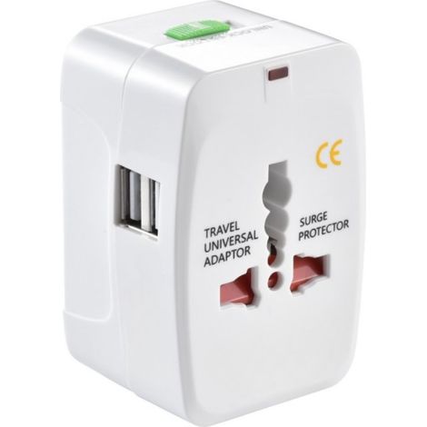 Adattatore internazionale da viaggio per prese elettriche + 2 porte USB EcoPrice