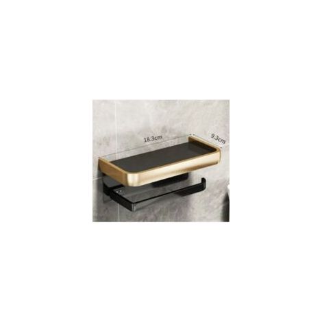 Toilettenpapierhalter fürs Badezimmer, kein Bohren erforderlich, Wandmontage (doppellagig, schwarz und gold) - Crezuo