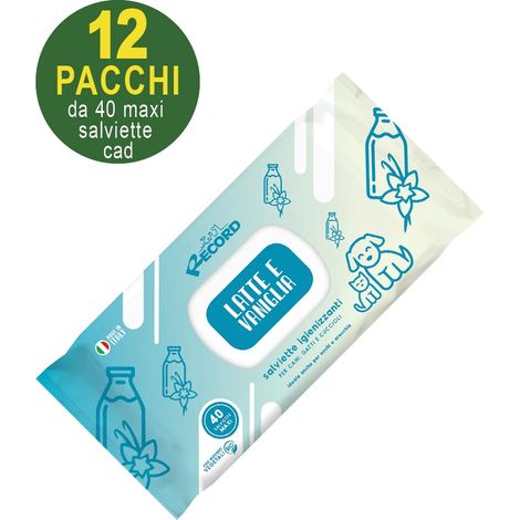 12 Packungen: Desinfizierende Feuchttücher mit Milch und Vanille für Hunde und Katzen