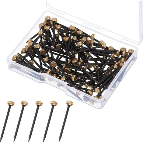 Lntyq Clous de Suspension, 50 PCS Cintres Photo Clous Cintres Clous de Cadre Photo Picture Pins avec Boîte de Rangement en Plastique Petit Clou X Pointe Murale pour Cadre (1/5)