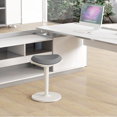 Sgabello da ufficio ergonomico regolabile in altezza, girevole, grigio DESVIAE (1/5)