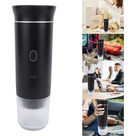 Tragbare Kaffeemaschine – Wiederaufladbare elektrische manuelle Kaffeemaschine, schwarz, 2500 mAh, ABS, für Auto, Büro, Reisen und Zuhause (1/5)
