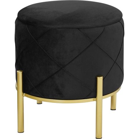 Pouf a scomparto rotonda in velluto trapuntato AKORD SAVANA colore Nero (1/5)