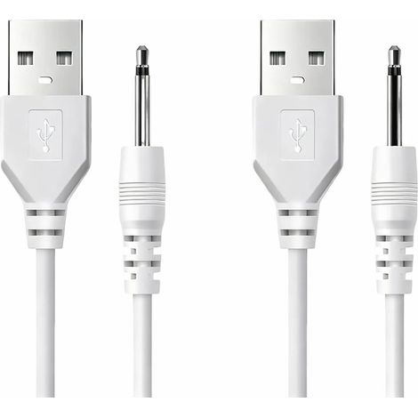 câbles de charge USB DC 2,5 mm pour aspirateur sans fil, câble de remplacement de 100 cm pour charge rapide sur ordinateur, câble jack pour batterie et charge rapide, blanc (1/5)
