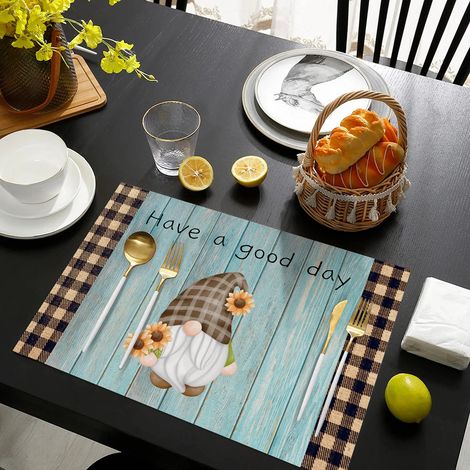 Creative Christmas Placemat, Leather, Non-slip, Waterproof, Heat Insulated, Home Placemat, Hotel Restaurant Placemat - Elf-3 - Leather Printed 3045CM