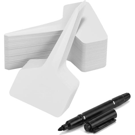 Lot de 20 Étiquettes de Jardin en Plastique Blanc avec Marqueur - 插牌 Type T pour Plantes en Pot Semis et Pépinière - Étiquette de Marquage Imperméable pour Potager et Fleurs (1/5)