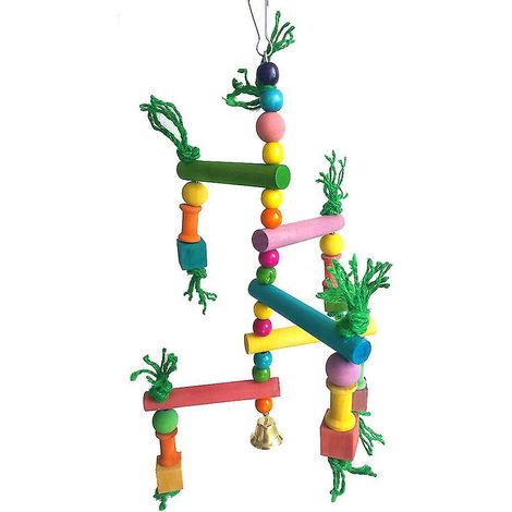 Jeu pour perroquet en bois avec structure d'escalade, échelle suspendue, balançoire, perchoir et plateforme de jeu pour animaux de compagnie, cage à oiseaux.