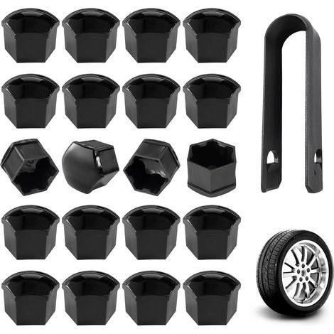 Radschraubenkappen 17mm Noir pour Voiture – Cache Écrou Auto avec Outil (1/5)