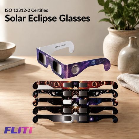 Solar Eclipse Glasses, Set of 5 - ISO 12312-2 CE - Rigid Cardboard Box - Safe Observation (1/5)