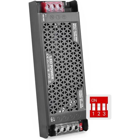 Transformateur LED 220V 24V 200W Alimentation Dimmable Basse Tension Driver 220V AC à 24V DC 8.3A Ultra Mince Convertisseur Transfo Constante Intérieur Transformateur pour LED Bande Lumineuse (1/5)