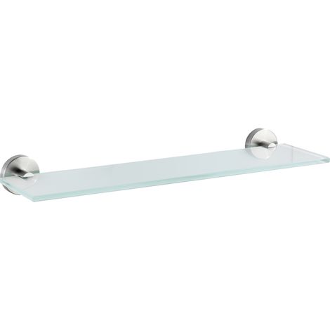 WENKO Mensola per bagno, ripiano in vetro satinato Bosio, fissaggio in acciaio inox, 46,5x5,5x13,5 cm, opaco (1/5)