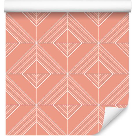 Papier peint géométrique corail losanges, détail subtil 50x1000 cm (1/5)