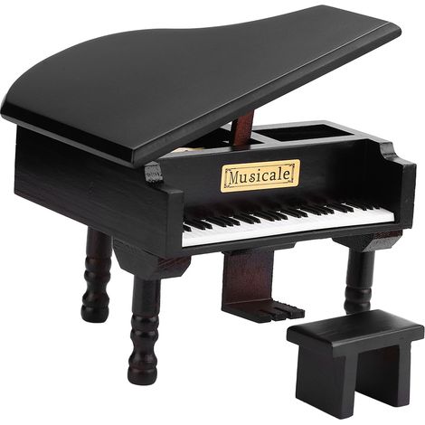 Boîte à musique mécanique en forme de piano à queue avec tabouret - Cadeau créatif anniversaire ou fête (1/5)