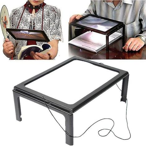 Loupe grand format pleine page grossissante (grossissement 2,5x) avec éclairage LED