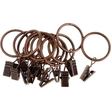 Set mit 12 Duschvorhangringen aus Kupfereisen, 32 mm, für Badezimmer. (1/4)