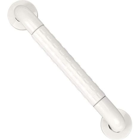 Barre d'appui WC Manche Mural INOX Poignée de Baignoire Porte Serviette - 400mm (Blanc)