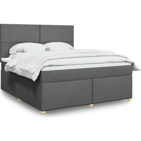 vidaXL Sommier à lattes de lit avec matelas Gris foncé 180x200cm Tissu (1/5)