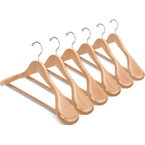 5 perchas de madera, hombros anchos de 5,5 cm, gancho giratorio de 360°, antideslizantes, para abrigos y chaquetas. (1/5)