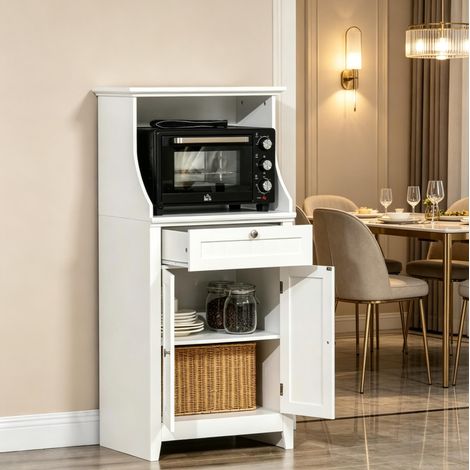 Mobile da cucina porta microonde con cassetto e anta, bianco HAVRYA (1/5)