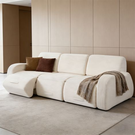 Canapé Modulable Cloud Couch - 115x247x76cm - Canapé d'Angle 3 Places en Velours Côtelé avec Fonction Sommeil - Beige (1/5)